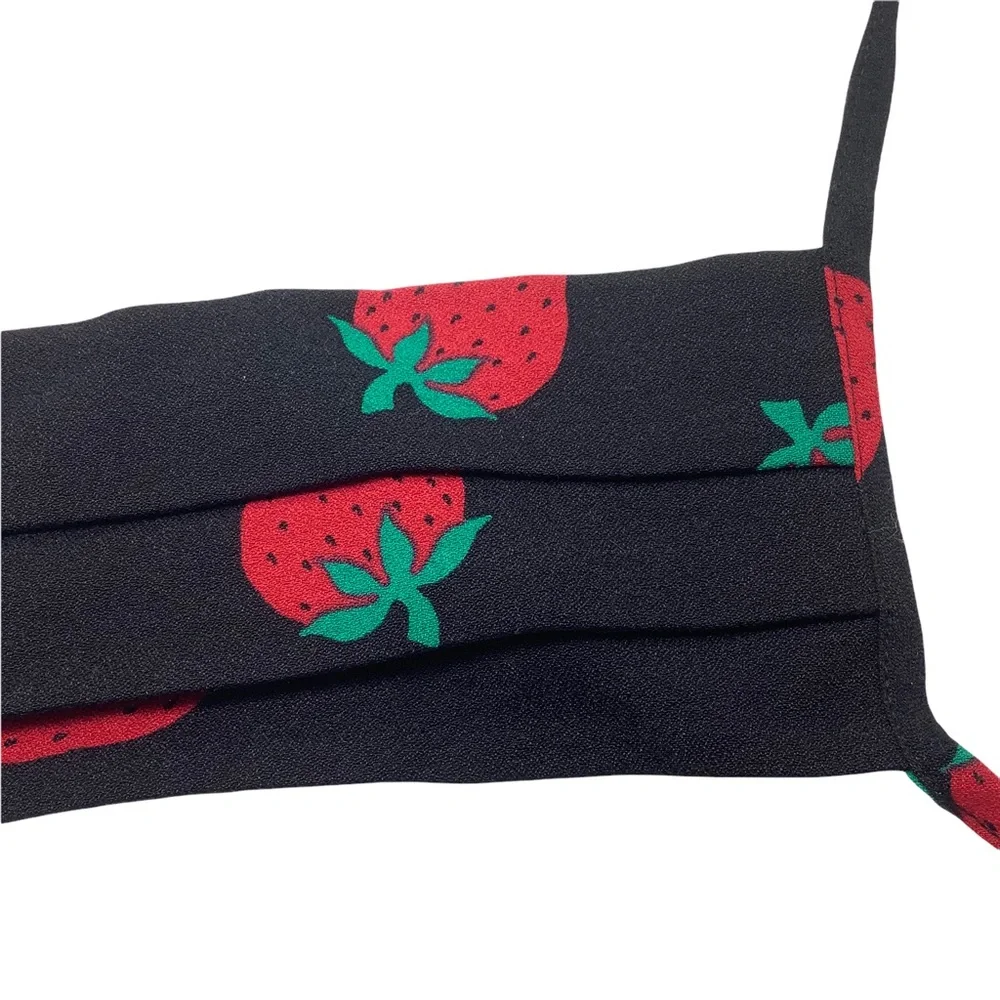 Reformation Black/Red‎ Strawberry Printed Soft Mask